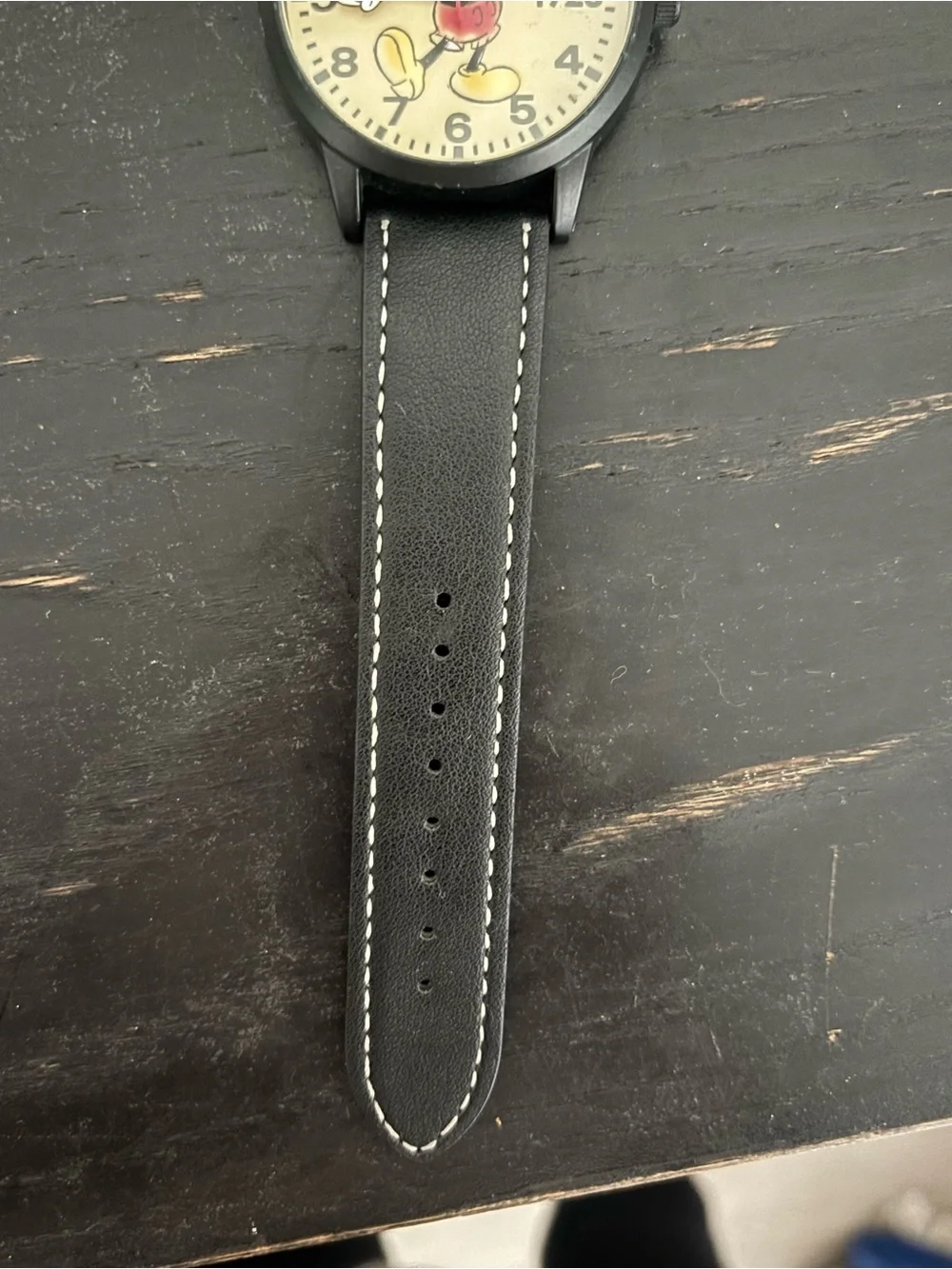 Disney Vintage Mickey Mouse Watch leather Strap and Cream Dial